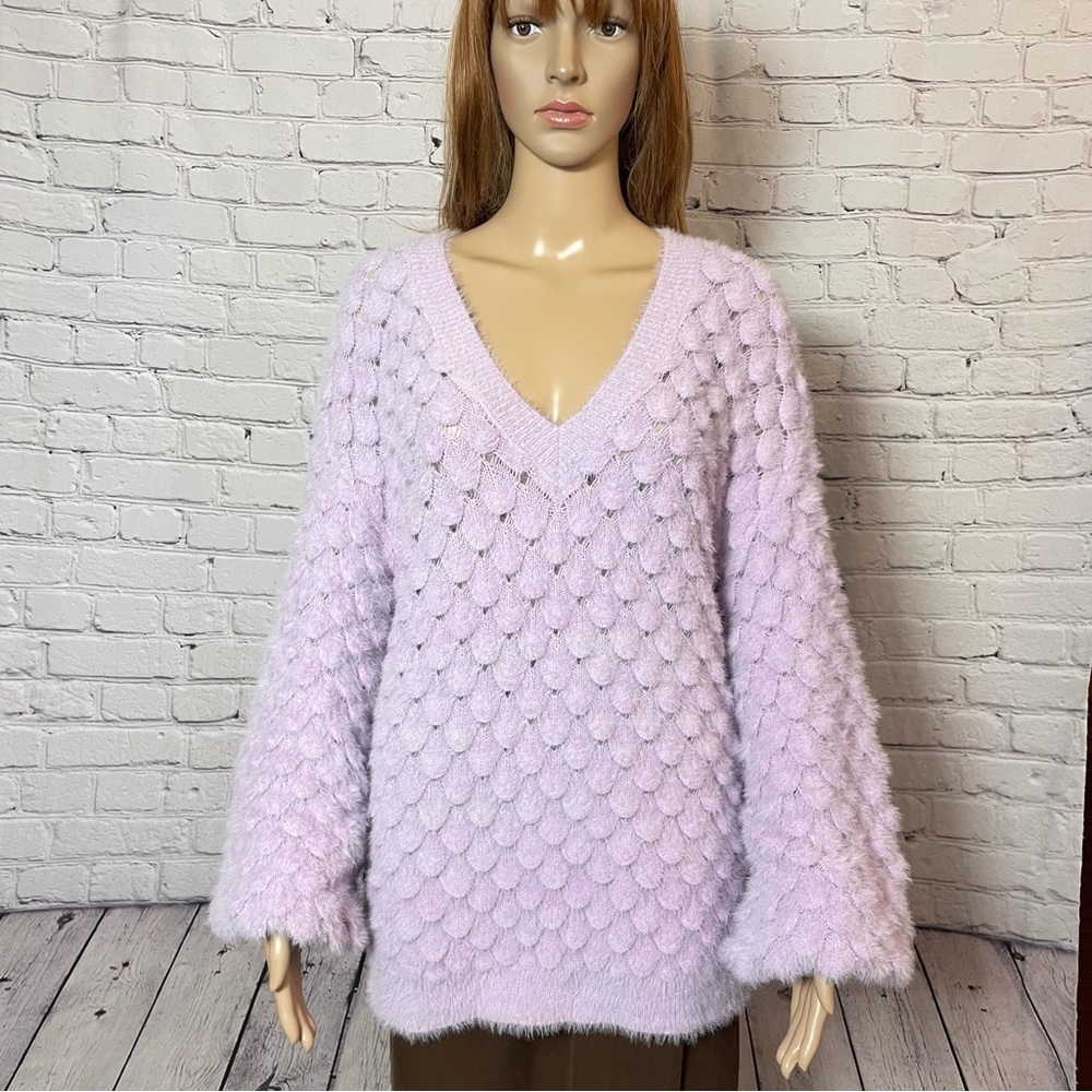 Marc New York Andrew Marc V-Neck Long Sleeve Lilac Sweater Size XL